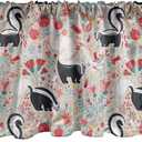 Lunarable Forest Window Valance, Skunks in Botanical Garden Flourishing Blooms Flowers Spring Foliage Cartoon, Curtain Valance for Kitchen Bedroom Decor with Rod Pocket, 54" X 12", Coral Green