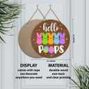 Easter Bunny Eggs Welcome Wood Hanging Sign Door Decorations for Home, Easter Hello Peeps Wooden Sign Decor for Home Office Front Door