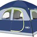 UNP Tents 6 Person Waterproof Windproof Easy Setup,Double Layer Family Camping Tent with 1 Mesh Door & 5 Large Mesh Windows -10'X9'X78in(H) (10 ft x 9ft x 78 inch, Dark Blue)