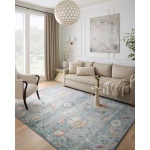 Loloi Margot Collection MAT-06 Denim/Multi 2'-0" x 5'-0" Accent Rug feat. CloudPile, No-Shed Easy Clean Large Patterned Area Rug for Living Room, Bedroom, Dining Area, Denim Multicolor