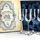 GLASSIQUE CADEAU Cognac, Brandy, Drink Cooler  and Dessert Wine Snifter Glasses | Set of 4 Small Tasting Tulip Copitas for Sipping Spirits, Madeira, After Dinner Drinks