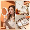 Auxmir Makeup Mirror with Lights, Double Sided 30X/1X Magnifying Mirror with Light, 3 Color Stepless Dimmable with Touch Screen, Rechargeable 360 Free Standing Vanity Mirrors for Bathroom, Bedroom
