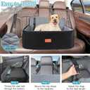 HEGGCOOE Dog Car Seat for Medium/Large Dogs, Pet Booster Seat for Up to 55 lbs or 2 Small Dogs, Detachable & Washable Dog Car Bed for Backseat with 2 Safety Leashes (Black/Grey)