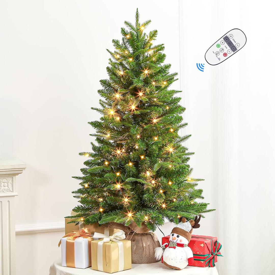 2 ft Small Mini Prelit Artificial Christmas Tree with Color LED Lights, Remote Control and Timer, Perfect PE+PVC Little Tabletop Christmas Tree for Table Top Decor, Home,Wedding, Dining Desk, 2 Foot