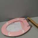 Pink Elongated Toilet Seat Natural Wood Toilet Seat with Zinc Alloy Hinges, Easy to Install also Easy to Clean, Scratch Resistant Toilet Seat by Angol Shiold (Elongated, Pink)