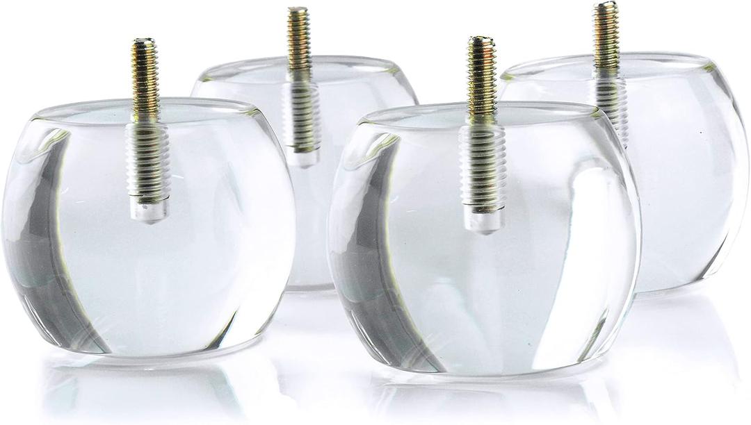 JEREVER Acrylic Furniture Legs,Sofa Feet,Clear Furniture Risers for Couch Cabinet Home Decor DIY Legs Pack of 4 (3.1''D x 2.4''H, Clear)