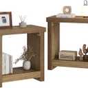 End Tables Set of 2 for Living Room, Narrow Side Tables with Storage Shelves, Square End Table for Bedroom, Slim Nightstand, Skinny Rectangle Accent Table, Farmhouse Bedside Table, Brown (2 Pieces), 23.62 x 11.81 x 23.62 inches