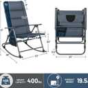 Timber Ridge Oversized Folding Rocking Camping Chair, Padded Outdoor Rocker with High Back, Portable Outdoor Chair for Patio, Garden, Lawn, Supports up to 400 lbs, Blue, 38 inches x 22.5 inches x 43.5 inches