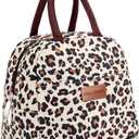 BALORAY Lunch Bag for Women Men Insulated Lunch Box for Adult Reusable Lunch Tote Bag for Work, Picnic or Travel (Beige with leopard)