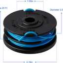 THTEN 2900719 Trimmer Spool Line Replacement for Greenworks 20ft 0.065 inch 2101602 2101602A STBA40B210, 2101602, ST40B410, BST4000 Dual line String Trimmers+3410468 Cap Covers Parts