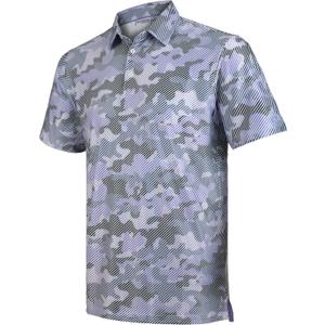 Golf Shirts for Men Short Sleeve Moisture Wicking Printed Performance Polo (Blue, XL)