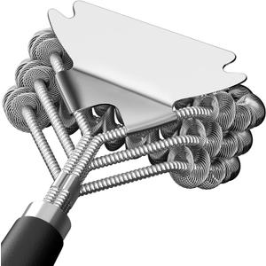 Grill Brush and Scraper, No Bristles Safety Barbecue Brush for Outdoor Barbecue Cleaning Stainless Steel Grill Brush for Grill Cleaning Barbecue Accessories Gift for Men (17inch-Coil)
