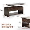 Fluted Lift Top Coffee Table for Living Room, Small Coffee Table with Storage Hydraulic Lift Large Capacity, Sturdy Legs Safe Round Corner, Easy Assembly for Small Spaces, Horizontal Grain-Brown