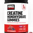 Force Factor Creatine Monohydrate Gummies, NSF Certified, 5g Dose for Men & Women to Support Muscle, Strength, Recovery, Cognitive Health & Memory, Mixed Berry, 150 Gummies (EXP 12/01/26)