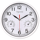8 Inch White Wall Clock, Sweep Silent Movement Accurate Clocks with Temperature & Humidity, Decorative for Kitchen/Living Room/Bedroom/Office/School/Classroom