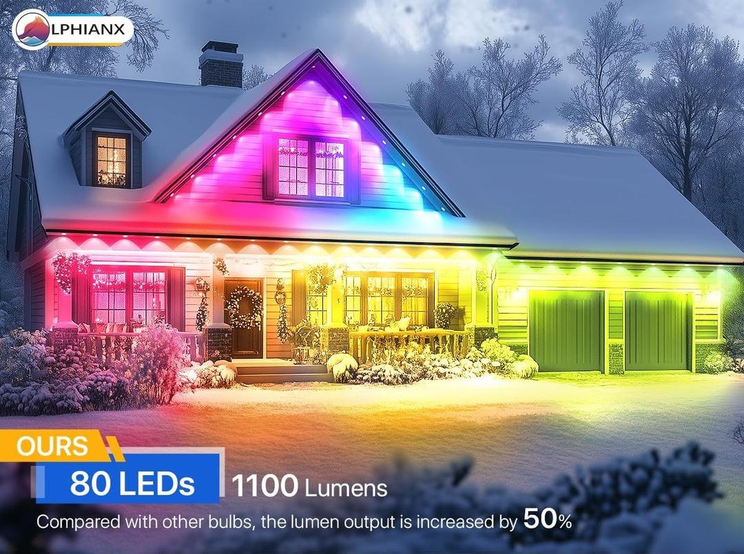 Permanent Outdoor Lights, 100ft with 80 LED Lights, Smart Permanent Outdoor Lights, APP/Voice/Remote IP67 Waterproof Permanent Outdoor Lights for House Work with Alexa, Google Assistant