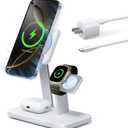 ESR 25W 3-in-1 Charger Stand for Magsafe, Made for Apple-Certified Magnetic Wireless Charger, 15W Charging Station for iPhone 17/16/15/14/13 Apple Watch/AirPods Pro, Phone-Cooling Charger, White