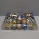 92ct Christmas Tree Decoration Set Christmas Ball Ornaments with Srtings Shatterproof Christmas Baubles for Christmas Holiday Wreath Garland Party Decoration, Blue-Gold