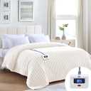 Sealy Electric Blanket Twin Size 62"*84",Super Cozy Faux Fur to Sherpa Reversible Heated Twin Blanket with 10 Heating Levels & 1-12 Hours Auto Off Overheating Protection Machine Washable,Beige