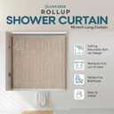 Ceiling Mounted Rollup Bathroom Shower Curtain/Liner 56" Base Up to 95" Long - Use for 9' Ceilings Waterproof PEVA Plastic Shower Curtains for Bathroom No Rod, Hooks or Rings (Wave)