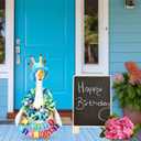 Abbylike 4 Pcs Happy Birthday Porch Goose Outfit for 23" Statues Poseable Porch Goose Wings Birthday Cake Hat for Lawn Patio Outdoor Geese Statue Decoration Accessories(Blue,Classic Style)