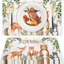 50 Pieces Paper Placemats for Woodland Baby Shower, 11"x17" Forest Animals Disposable Table Place Mats, Woodland Animals Baby Shower Decorations