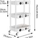 Laiensia 3-Tier Rolling Cart with Wheels,Multifunction Utility Storage Carts, Kitchen Storage Organizer,Mobile Shelving Unit for Bathroom,Laundry,with Classified Stickers,White