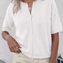 PRETTYGARDEN Women Spring Short Sleeve Cardigan Sweaters Button Down Knit Shirt Blouse Dressy Casual Tops 2026 Summer Outfits (White, XXL)