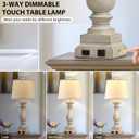 28" Tall Farmhouse Table Lamps Set of 2 with USB C+A Ports and AC Outlet, 3 Way Touch Control Rustic Bedside Lamp for Bedroom, Beige Vintage Nightstand Lamp for Living Room Office
