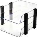 Clear 2-Tier Stackable Paper Tray Organizer for Letter/A4 Files, Desktop Document Sorter, Transparent Office Desk Storage (2 - Tier Clear)