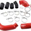 6.0L Diesel Turbo Intercooler Pipes + Intake Elbow Red Compatible with 2003-2007 Ford F250, F350 F450 F550 Super Duty 6.0L 363CI OHV V8 Diesel Turbo High Flow Aluminum Pipe