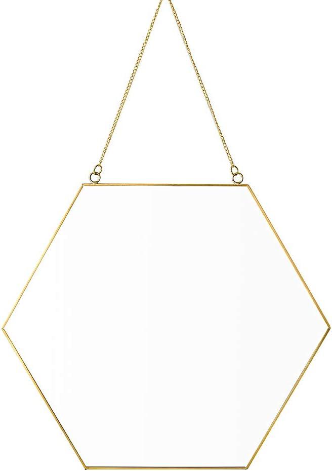 Dahey Gold Hexagon Mirror Wall Decor Small Decorative Mirror Hanging Mirrors for Wall Home Bathroom Bedroom Living Room, 11.81"X10.24", Small, Gold