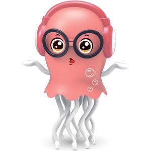 Qxbuhe Dancing Octopus Toy,Smart Tentacle Explorer,Crawling Dancing Automatic Obstacle Sensor Toys,Electric Crawling Octopus with LED Lights & Music (Pink Jellyfish)