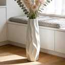 Floor Vase, GDSZJLJ 17.7 Inches Tall Ceramic White Large Decorative Vases for Modern Home Decor, Living Room, Minimalist Style Flower Vase for Pampas Grass, Flowers, Twigs, Office, Bedroom Dcor