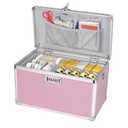 Medicine Box with Combination Lock - 13.4"x7.6"x8.2" First Aid Safe Medication Storage Case, Personal Items Safe Case for Hospital & Home & Outdoor 【Pink】