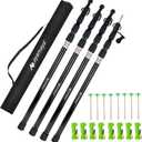 AYAMAYA Tarp Poles - Telescoping Camping Tent Poles Replacement, Upgraded 4-Section Heavy Duty Aluminum Rods with Stakes & Guylines for Tents, Rain Fly, Camping Shelter, Awning Canopy RV Car, Set of 4