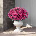 2 x 8 Bundles Artificial Rose for Front Door Outdoor Decor, Realistic Fake Silk Bouquets Flowers Faux UV Resistant Real Looking Rose Plants for Garden Balcony Farmhouse Home Spring Summer Decor (Rose Red)