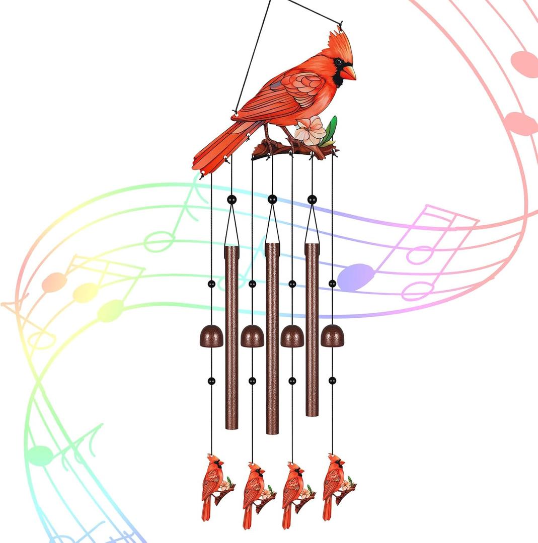 Gifts for Mom, Wind Chimes for Outside Perfect for Outdoor Gardens Patios Home Decor, Features Melodious Tones Create a Zen Atmosphere, Retirement Gifts for Women Men(Colorful Cardinal)