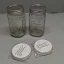 Wide Mouth Mason Jars 32 oz - (2 Pack) - Wide Mouth 32-Ounces Quart Mason Jars with White M.E.M Food Storage Plastic Lids - For Storage, Canning, Freezing, Leak Proof, Microwave & Diswasher Safe