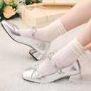 6 Pairs Womens Ruffle Slouch Socks Thin Mesh Breathable Casual Lace Cotton Crew Socks Cute Ankle Stockings for Women (White)