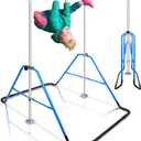 Kids Gymnastics Bar Adjustable Height Foldable Expandable Horizontal Gymnastic Training Equipment for Home, Indoor Toddlers Gym Set Monkey Bar Fun