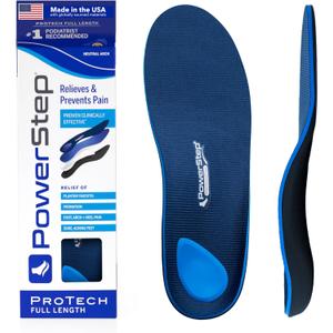 PowerStep ProTech Full Length Orthotic Insoles - Medical Grade Arch Support Inserts for Plantar Fasciitis Relief, Heel Pain, Maximum Cushioning, Memory Foam Orthotics, Made in The USA (Men's 9-9.5 / Women's 11-11.5, White)