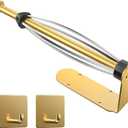 Paper Towel Holder Under Cabinet with 2 Hooks, Paper Towel Holder Wall Mount with Damping Effect, SelfAdhesive or Drilled Paper Roll Holders for Kitchen, Bathroom, RV(Gold)