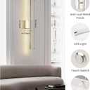 Battery Operated Wall Sconce Set of 2, 10000mAh Rechargeable Wall Light with Remote Control, Dimmable LED Lighting Fixture, Modern Long Line Wireless Light for Bedroom Living Room,Nickel