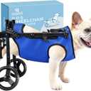 Dog Wheelchair for Back Legs – Adjustable Height/ Length/ Width, Sturdy Wheelchair with All-Terrain Shock-Absorbing Wheels, Mobility Support for Injured or Disabled Dogs & Cats, Blue (S)