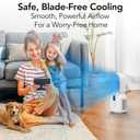 EZ-CHILL 14" Rechargeable Bladeless Tabletop Fan for Bedroom and Home, 5 Speed Settings, Display Screen, Non-Slip Feet, Ideal for Home Office, Quiet Operation, White