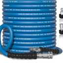 Pressure Washer Hose, 3/8" x 100FT Power Washer Hose, Kink Resistant Hot and Cold Water Flexible Washing Hose Max 248F, 4800 PSI Commercial Industrial Grade Steel Wire Braided Extension Hose