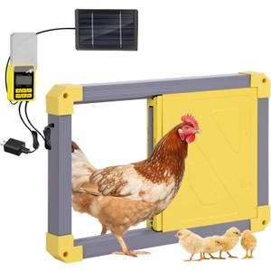 Automatic Chicken Coop Door Opener with Heating and Anti-Pinch Function Solar Powered Auto Chicken House Run Door (Grey)