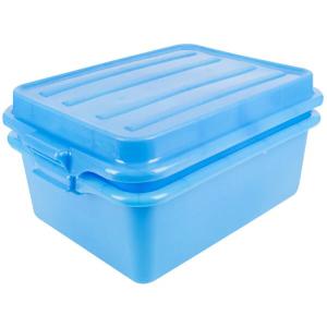 Blue Food Storage Drain Box Set with Raised Snap-On Lid 