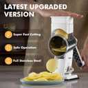 Geedel Rotary Cheese Grater - Upgraded Vegetable Shredder with 4 Interchangeable Blades, Easy to Clean Cheese Shredder with Handle, Kitchen Grater Nuts Grinder for Cutting Cheese, Vegetable, Nuts, White